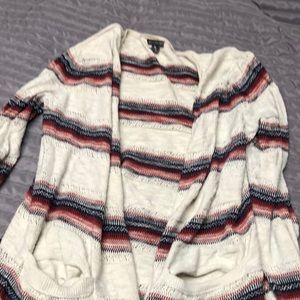 XL Eddie Bauer cardigan tan, blue, and red